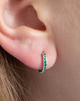Twilight London Hoop Earrings Silver Green Huggie Hoops