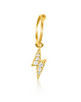 Twilight London Charm Hoop Gold Lightening Bolt Charm Hoop Earrings