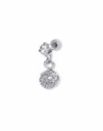 Twilight London Drop Earring Silver Pave Circle Drop Earring