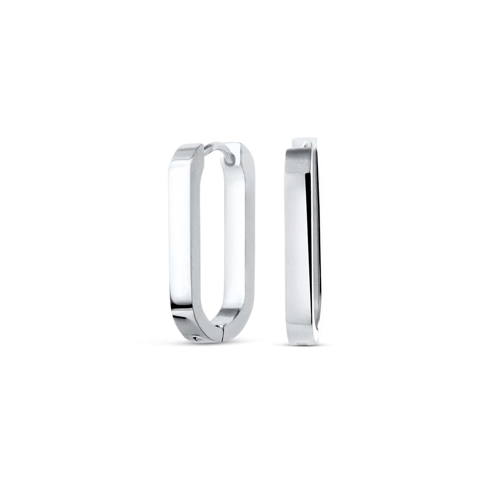 Twilight London Hoop Earrings Silver Rectangular Hoop Earrings