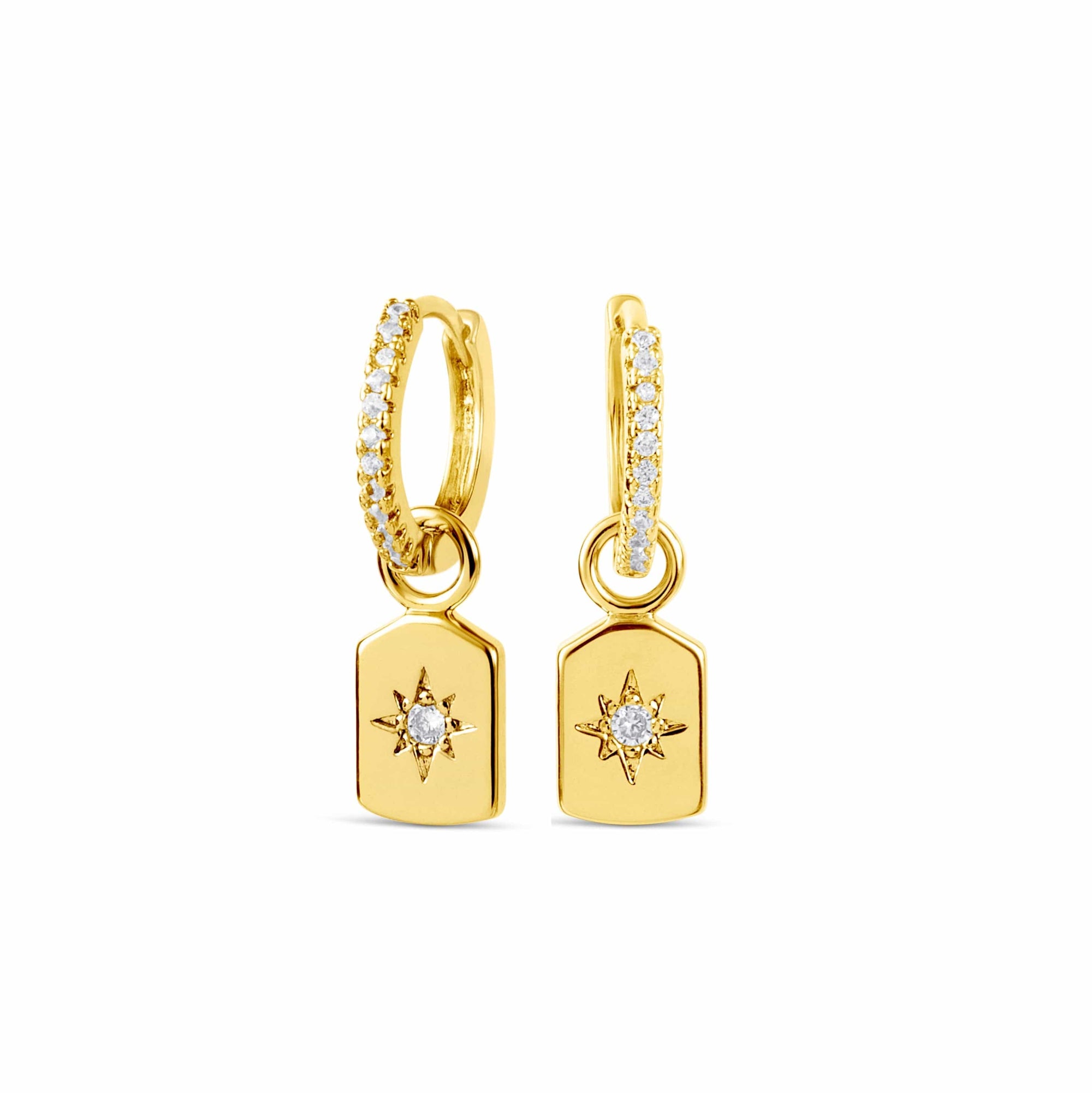 Twilight London Charm Hoop Gold Stardust Charm Hoop Earrings