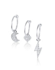 Twilight London Hoop Earrings Silver Trio of Charm Hoops