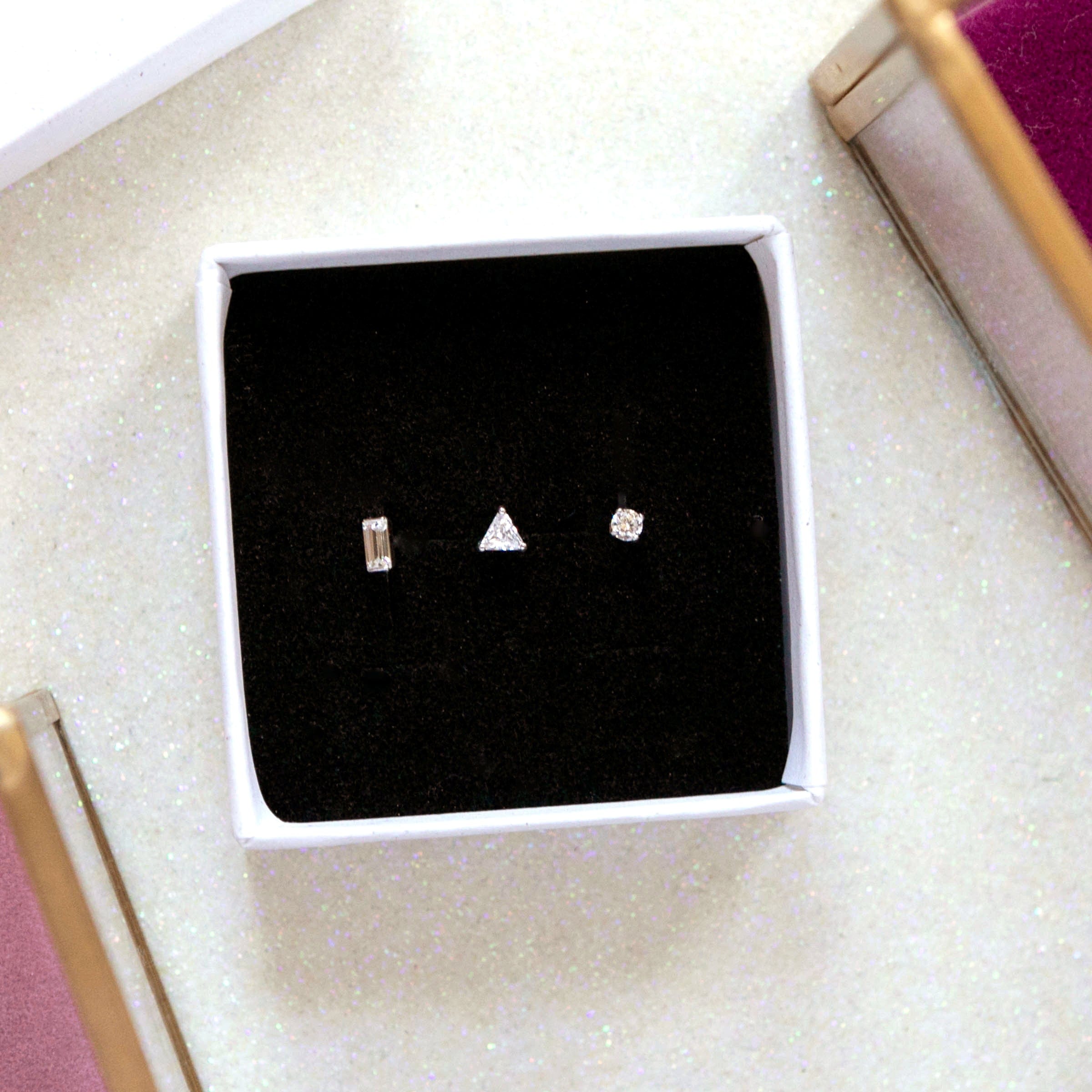 Twilight London Gift Set 14 Carat White Gold Geometric Stacking Labret Gift Box