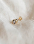 14K Solid Gold 3mm Bezel Crystal Piercing