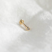 14K Solid Gold 1.5mm Bezel Crystal Piercing