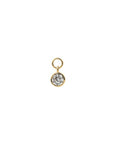 14K Solid Gold 4mm Bezel Solitaire Crystal Charm