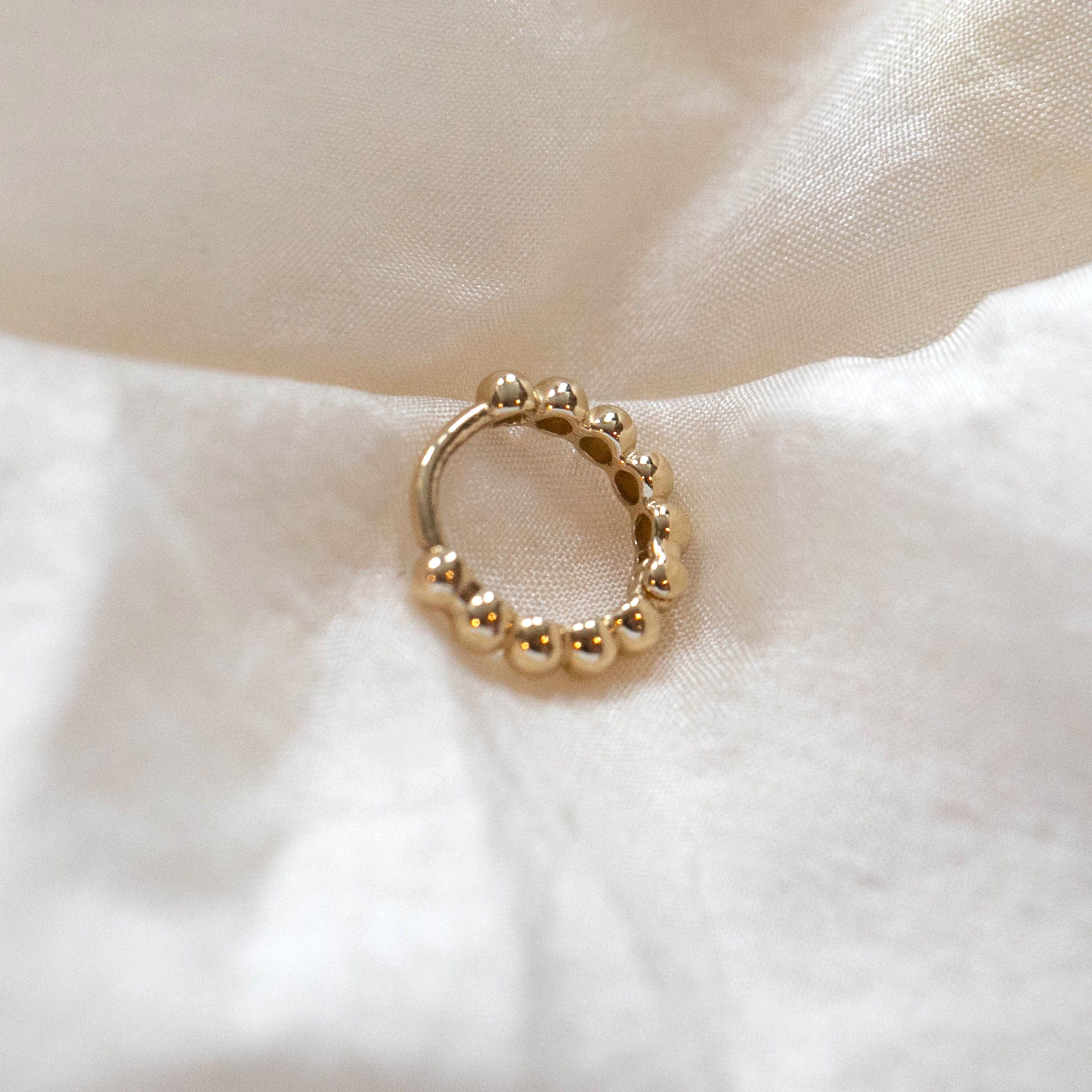 14K Solid Gold Beaded 8mm Huggie Hoop Earring Twilight London 14k-solid-gold-beaded-8mm-huggie-hoop-earring-twilight-london