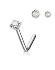 Crystal Nose Piercing L Bar Set