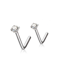 Crystal Nose Piercing L Bar Set