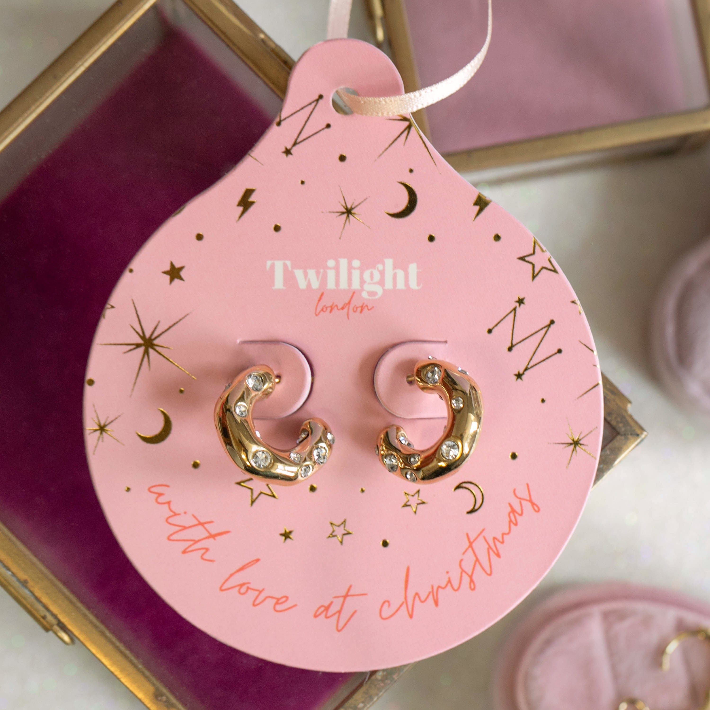 Twilight London Gift Set Gold Chunky Hoop Christmas Bauble