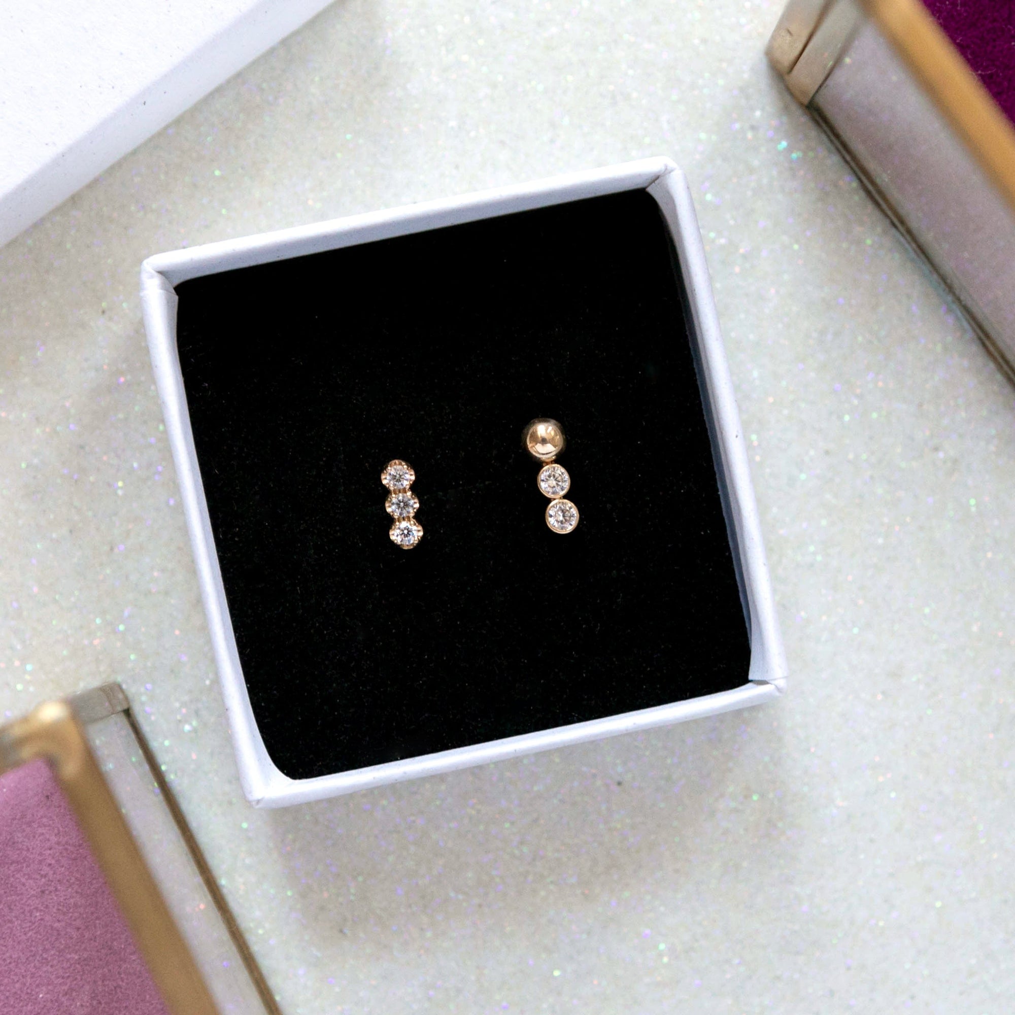 Twilight London Gift Set Gold Solid Gold Stacking Barbell Gift Box