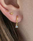 Twilight London Hoop Earrings Gold Solitaire Huggie Hoop Earrings