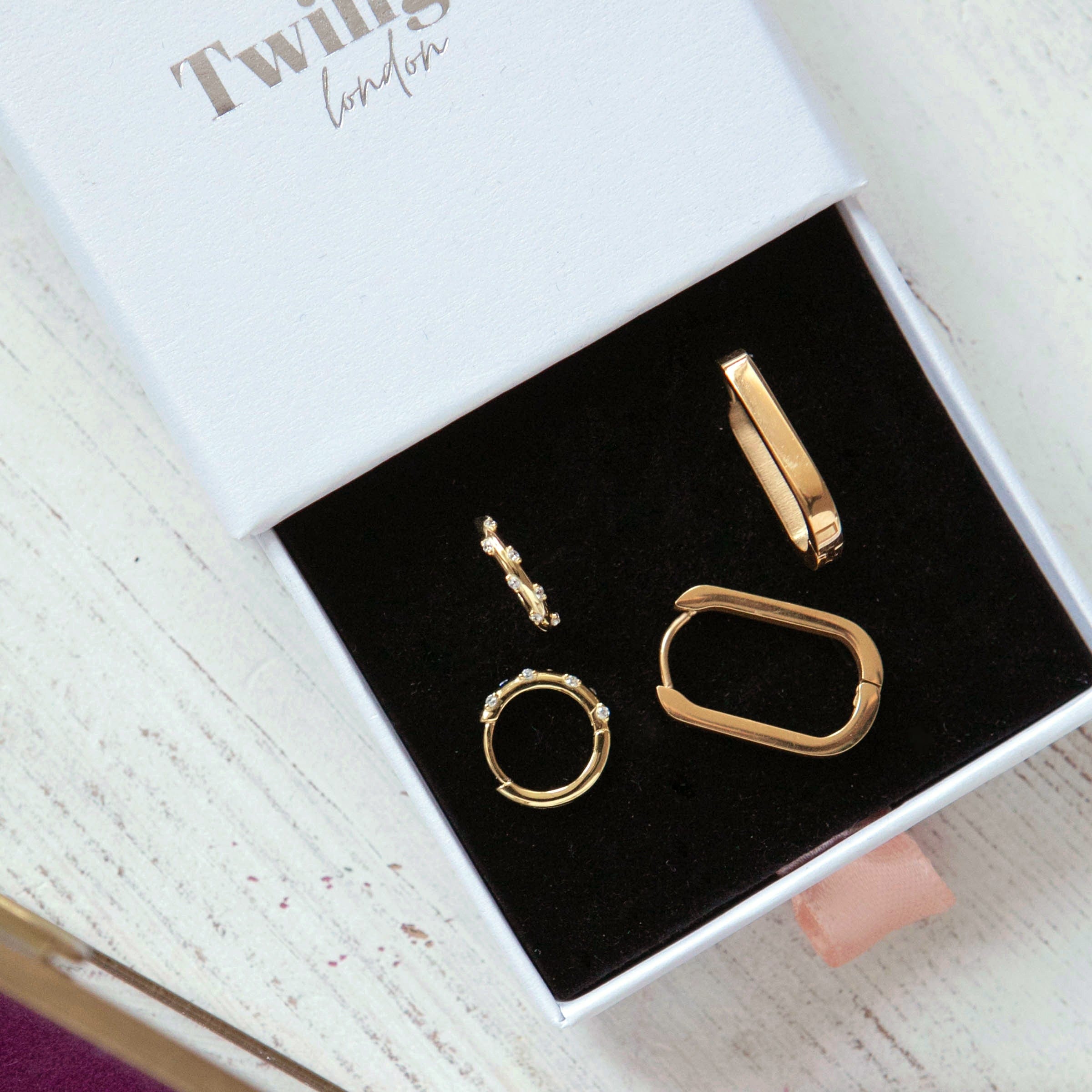 Twilight London Gift Set Gold Stacking Hoops Earring Gift Box