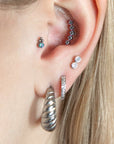 Twilight London Labret Piercing Silver VM Crystal Curved Helix Earring