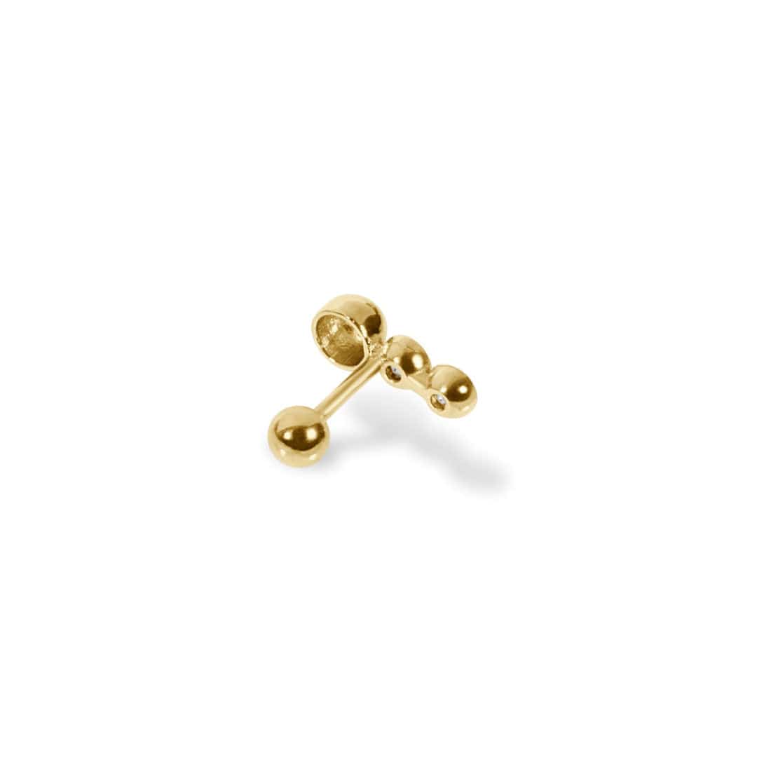 Twilight London Barbell Earring Gold 14K Solid Gold Trinity Barbell