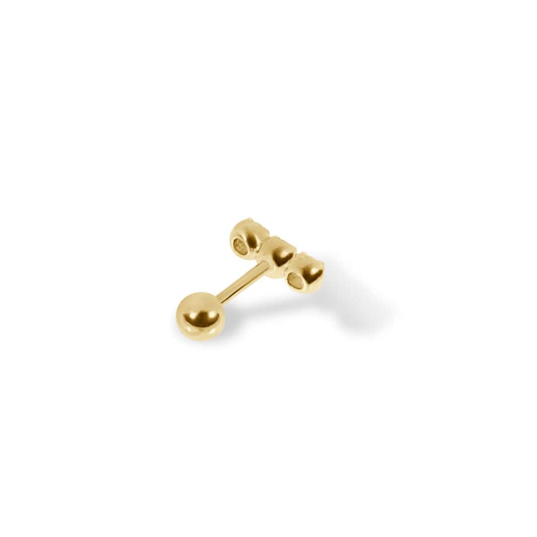 Twilight London Barbell Earring Gold 14K Solid Gold Tryptich Barbell
