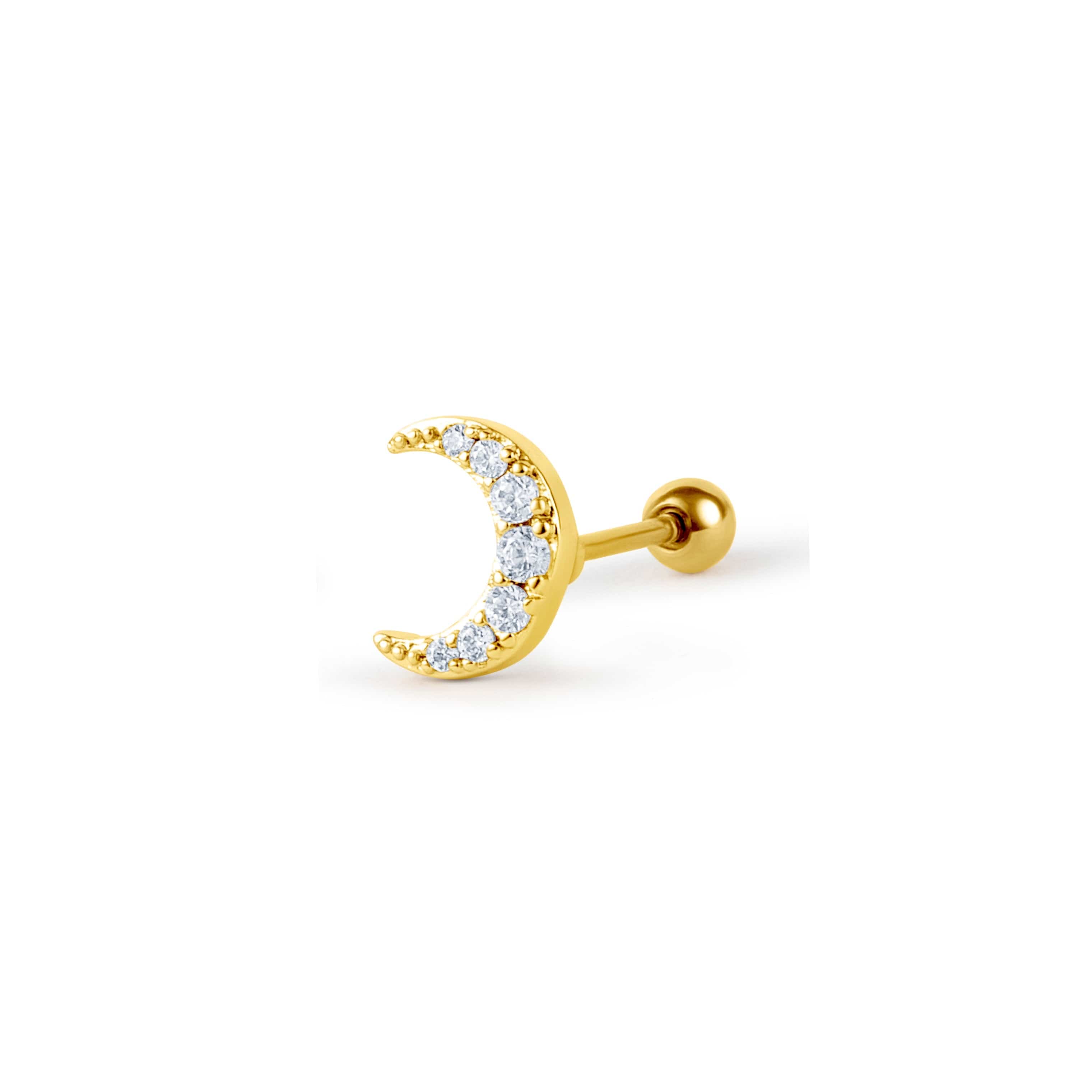 Twilight London Stud Earrings Gold Crescent Moon Piercing