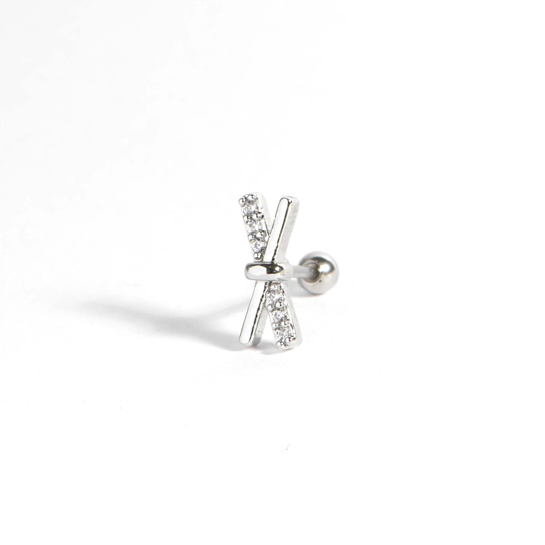 Twilight London Stud Earrings Silver Crystal Cross Piercing
