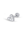 Twilight London Barbell Stud Silver Crystal Heart Piercing