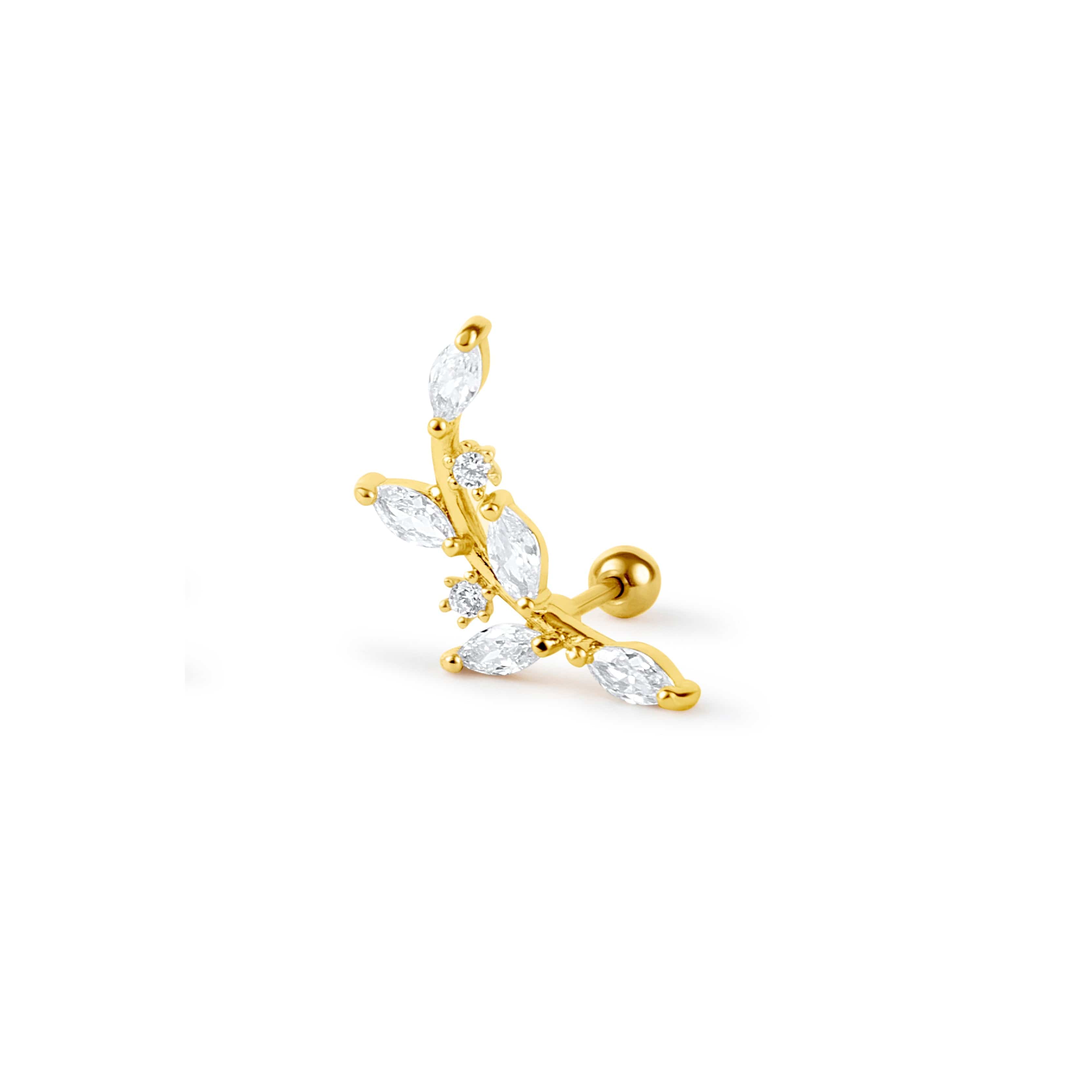 Twilight London Helix Piercing Gold / Left Curved Floral Crawler Piercing