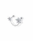 Twilight London Barbell Stud Silver Daisy Chain Earring